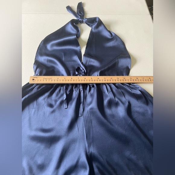 GARNET  HILL Navy blue romper with open back 100% SILK M NWOT - Picture 6 of 7